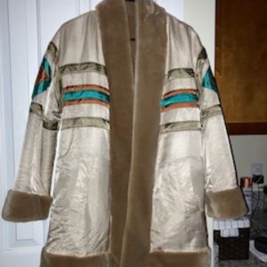 Designer Jacket, Faux Fur, Southwestern Design